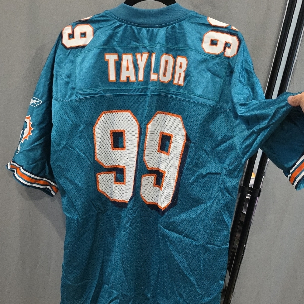 Reebok Miami Dolphins Blue and Orange Football Number 13 Jason Taylor Jersey